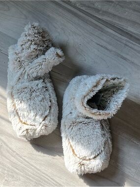 Cozy Fuzzy Slipper Boots - Cream - Heatable